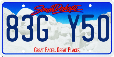 SD license plate 83GY50