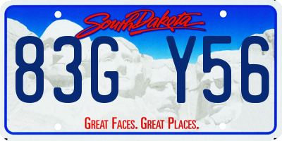 SD license plate 83GY56