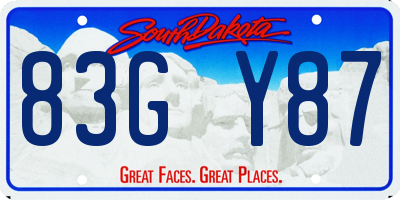 SD license plate 83GY87