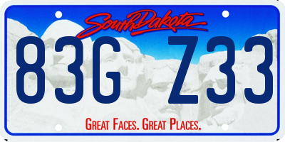 SD license plate 83GZ33