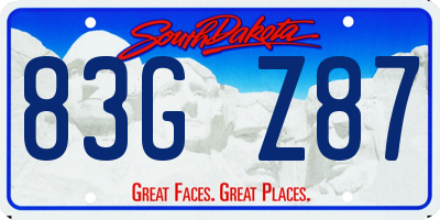 SD license plate 83GZ87