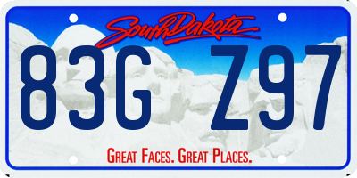 SD license plate 83GZ97