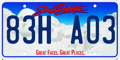 SD license plate 83HA03