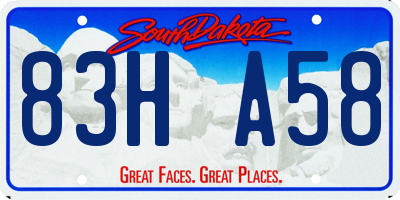 SD license plate 83HA58