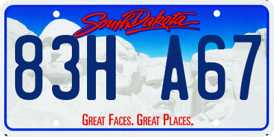 SD license plate 83HA67