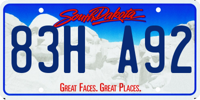 SD license plate 83HA92