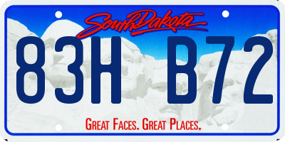 SD license plate 83HB72