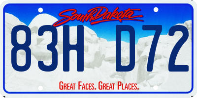 SD license plate 83HD72
