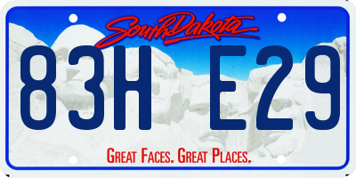 SD license plate 83HE29