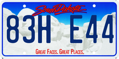 SD license plate 83HE44