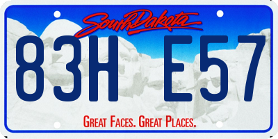 SD license plate 83HE57