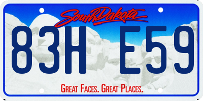 SD license plate 83HE59