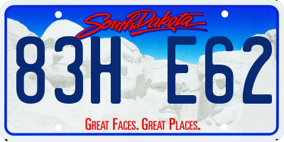 SD license plate 83HE62