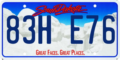 SD license plate 83HE76