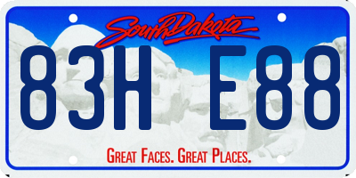 SD license plate 83HE88
