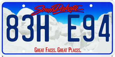 SD license plate 83HE94