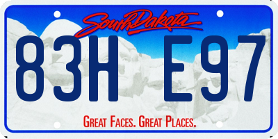 SD license plate 83HE97