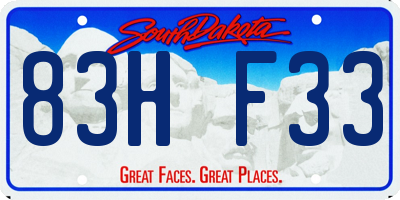 SD license plate 83HF33