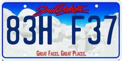 SD license plate 83HF37