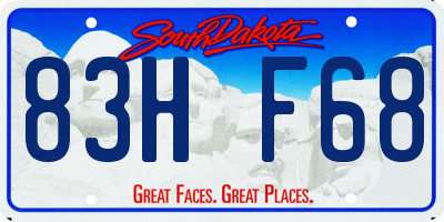 SD license plate 83HF68