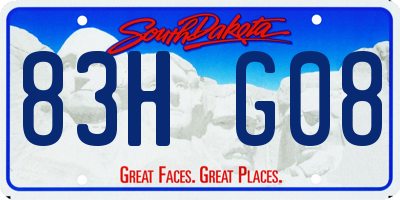 SD license plate 83HG08