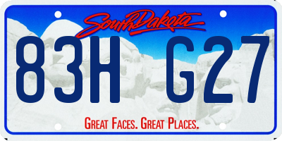 SD license plate 83HG27