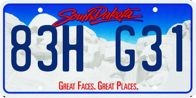 SD license plate 83HG31
