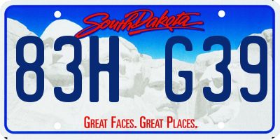 SD license plate 83HG39
