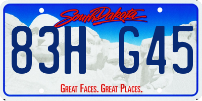 SD license plate 83HG45