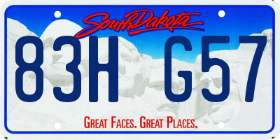 SD license plate 83HG57