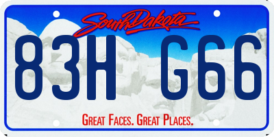 SD license plate 83HG66