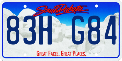 SD license plate 83HG84