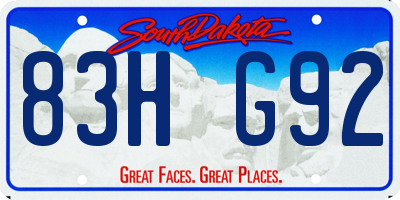 SD license plate 83HG92