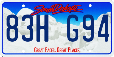 SD license plate 83HG94