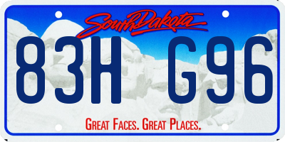 SD license plate 83HG96