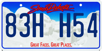 SD license plate 83HH54
