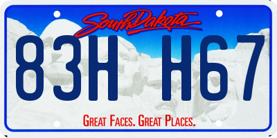 SD license plate 83HH67