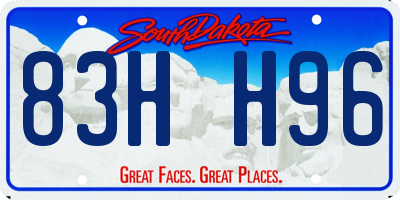SD license plate 83HH96