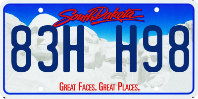 SD license plate 83HH98