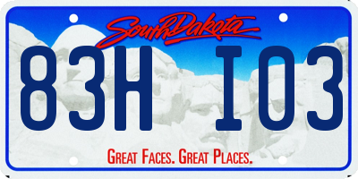 SD license plate 83HI03