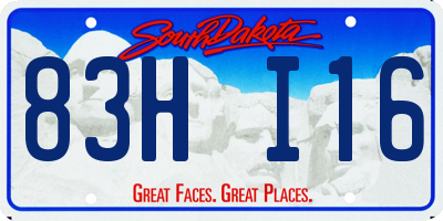 SD license plate 83HI16