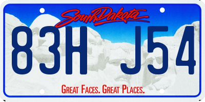 SD license plate 83HJ54