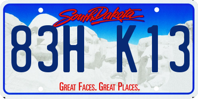 SD license plate 83HK13