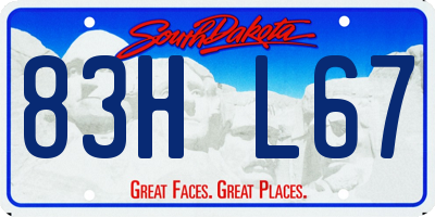 SD license plate 83HL67