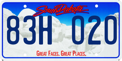 SD license plate 83HO20