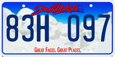 SD license plate 83HO97