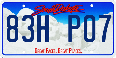 SD license plate 83HP07