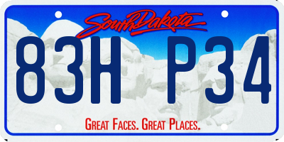 SD license plate 83HP34