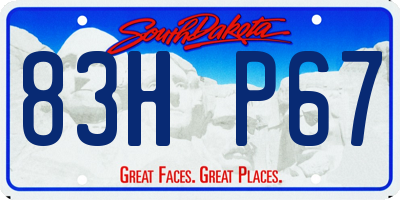 SD license plate 83HP67