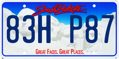 SD license plate 83HP87